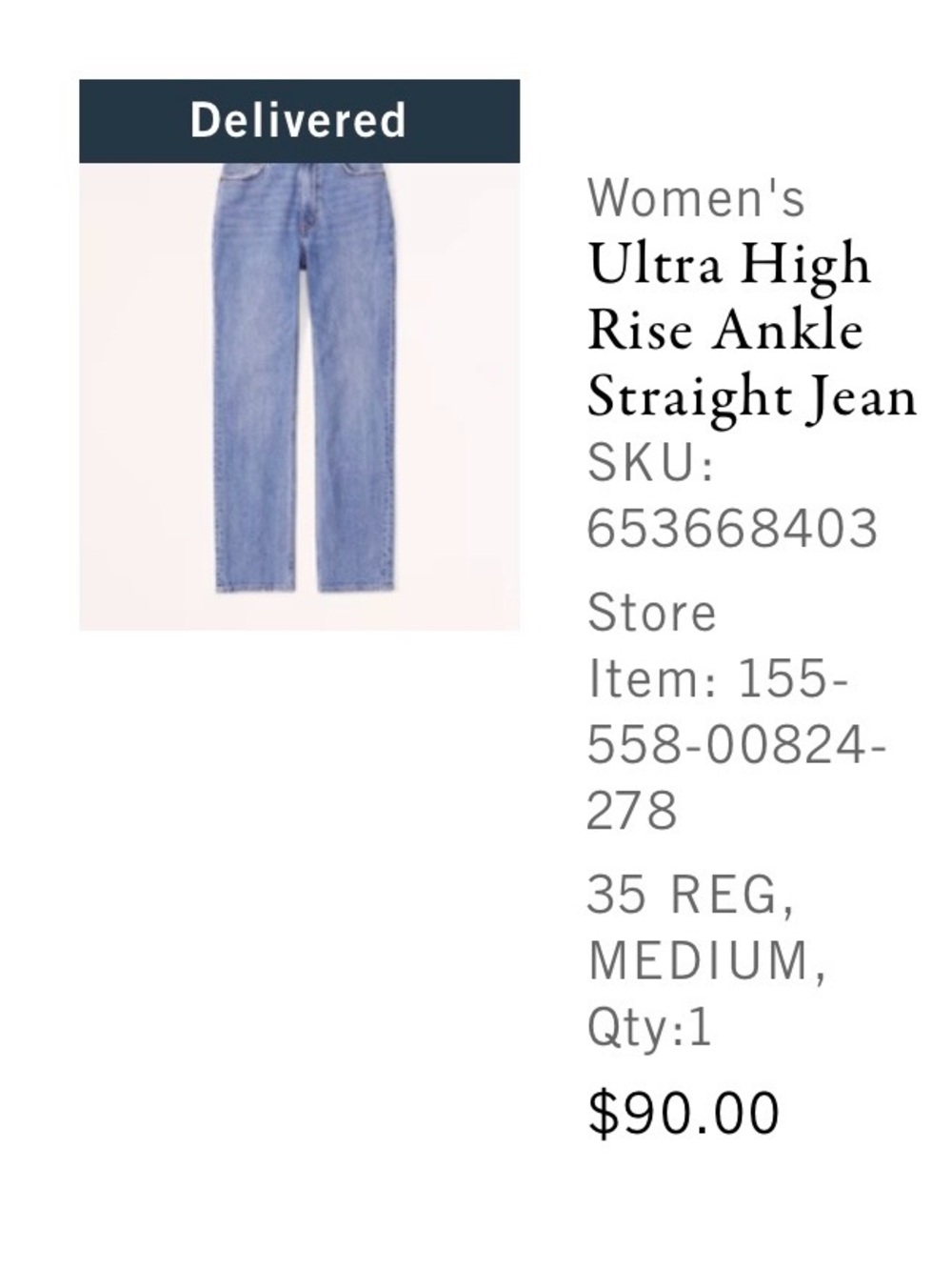 Abercrombie & Fitch Medium Blue Straight-Leg Jeans